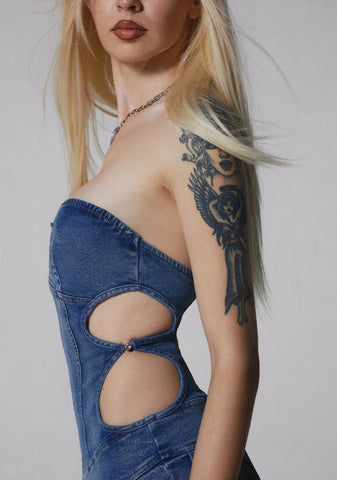 Not Stressed Denim Mini Dress - Blue