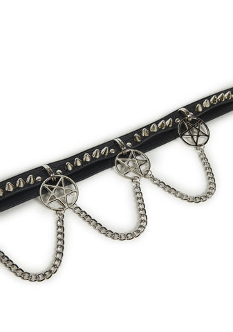 Pentagram Waist Belt With Chains