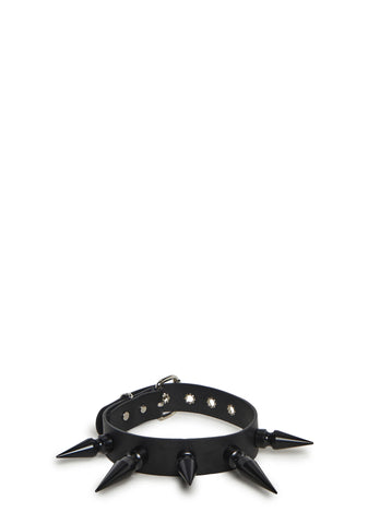 Extra Long Spiked Choker - Black
