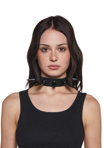 Extra Long Spiked Choker - Black