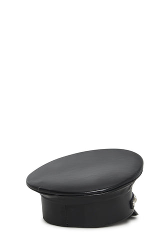 Pyramid Studded Captain Hat - Black