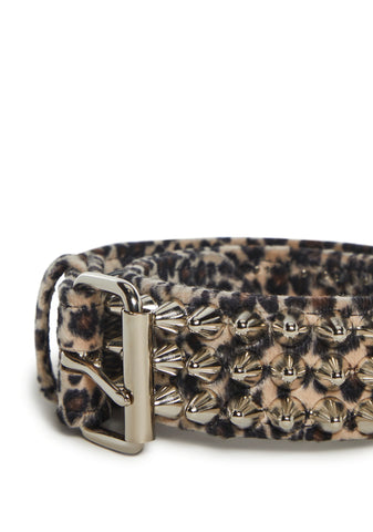 Large Conical Studded Waist Belt - Leopard