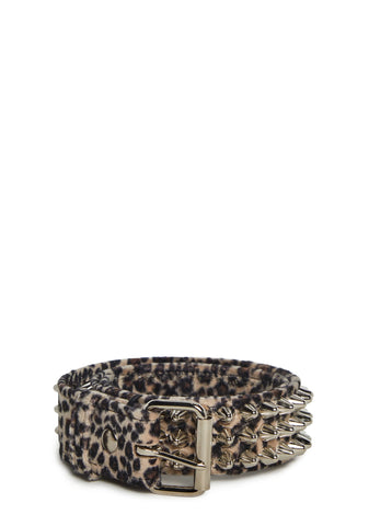 Large Conical Studded Waist Belt - Leopard