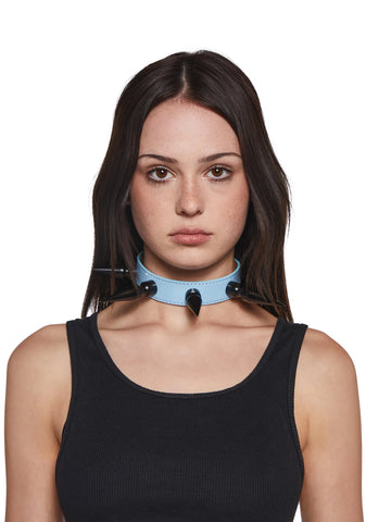 Extra Long Spiked Choker - Blue