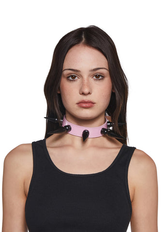 Extra Long Spiked Choker - Pink
