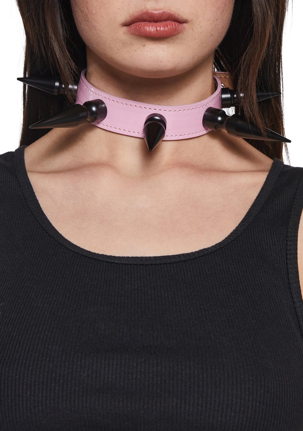 Extra Long Spiked Choker - Pink
