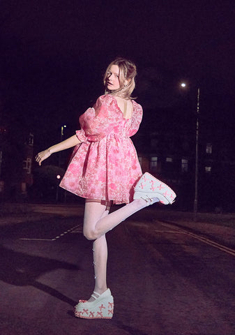 A Courtship of Bows Platform Mary Janes - Cream