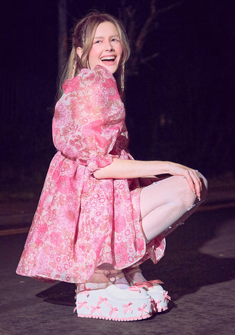 A Courtship of Bows Platform Mary Janes - Cream