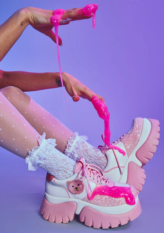 Bear Blushes Chunky Glitter Trainers - Pink