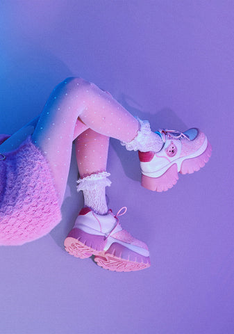 Bear Blushes Chunky Glitter Trainers - Pink