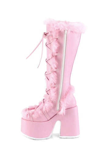 Camel-311 Platform Knee High Boots