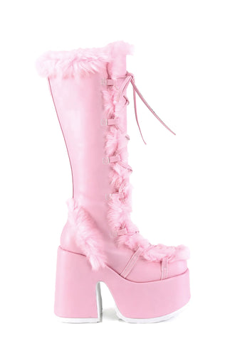 Camel-311 Platform Knee High Boots