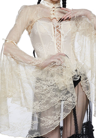 Ivory Dusk Before Dawn Lace Shrug