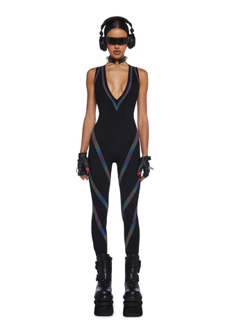 Strobelight Seduction Reflective Catsuit