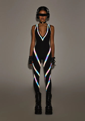 Strobelight Seduction Reflective Catsuit
