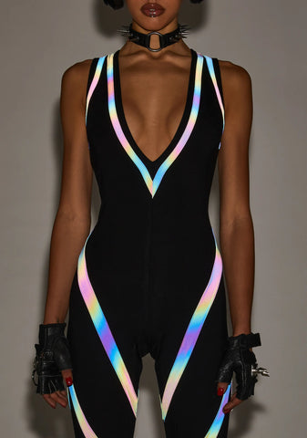Strobelight Seduction Reflective Catsuit