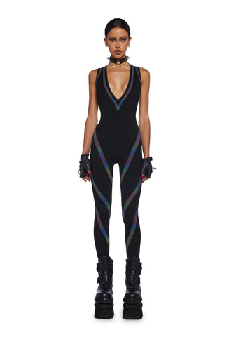 Strobelight Seduction Reflective Catsuit