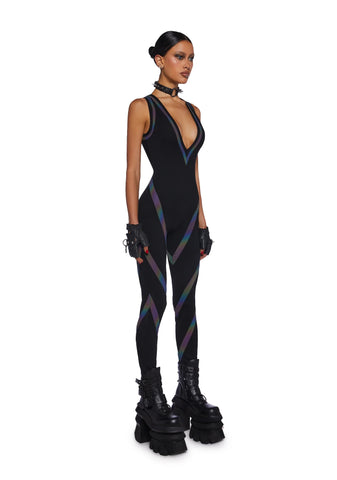 Strobelight Seduction Reflective Catsuit