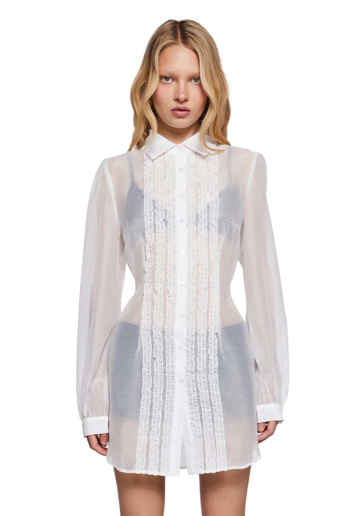 I Totally Paused Sheer Top-White