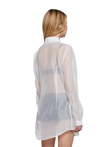 I Totally Paused Sheer Top-White