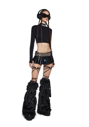 Techno Snob Mock Neck Top - Black