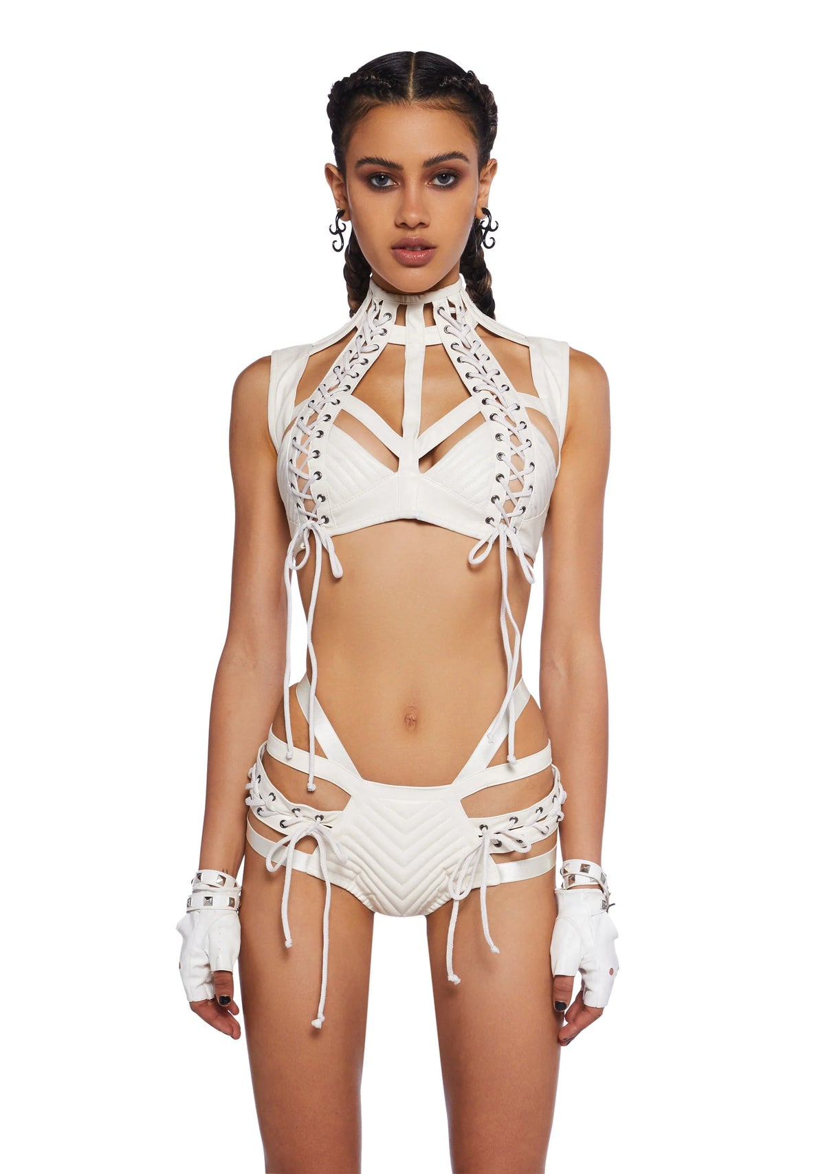 Rude Awakening Harness Bra Top - White