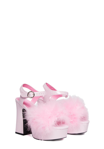 Blushin' N' Crushin' Marabou Heels