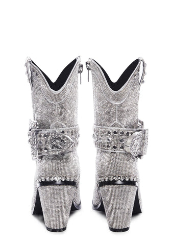 Sheriff Shine Cowboy Boots - Silver