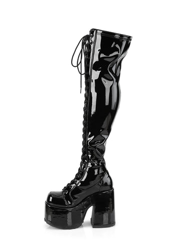 Camel-300 Platform Thigh High Boots