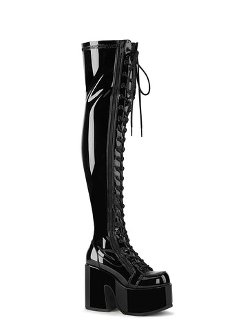 Camel-300 Platform Thigh High Boots