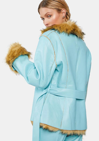 Aqua Can't Be Outshined Vegan Leather Jacket