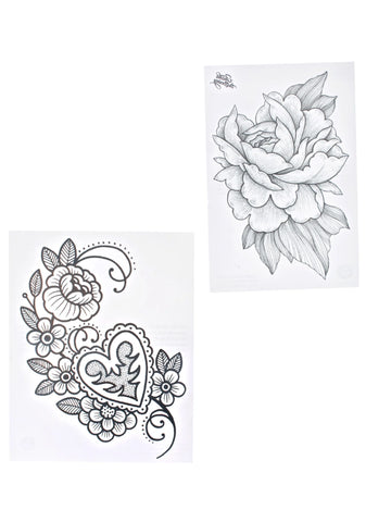 Heart & Flowers Temporary Tattoo