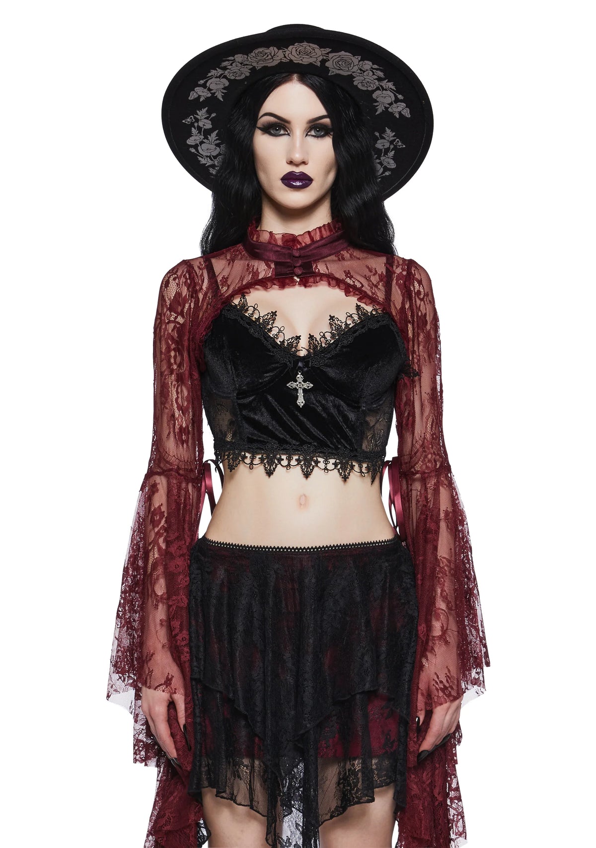 Wine Dusk Before Dawn Lace Shrug