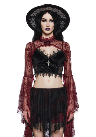 Wine Dusk Before Dawn Lace Shrug