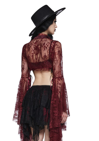 Wine Dusk Before Dawn Lace Shrug