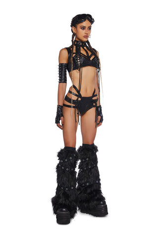 Rude Awakening Lace-Up Shorts - Black