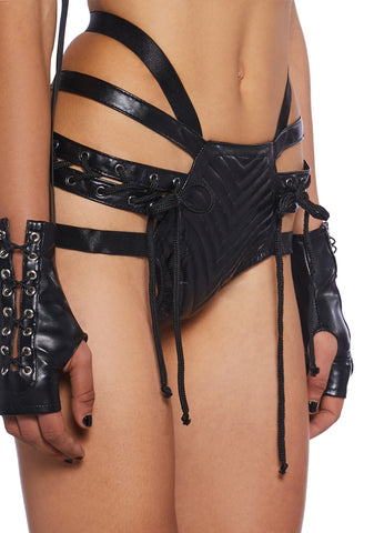 Rude Awakening Lace-Up Shorts - Black