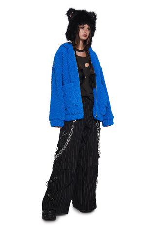 Azure Blissful Misery Hooded Sherpa Jacket