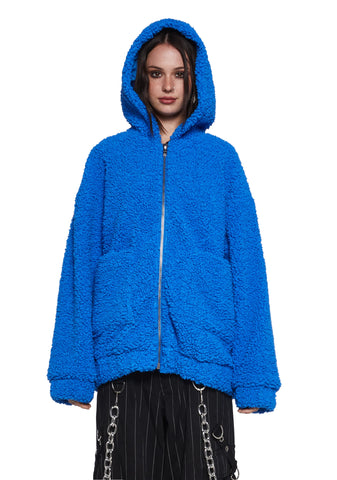 Azure Blissful Misery Hooded Sherpa Jacket