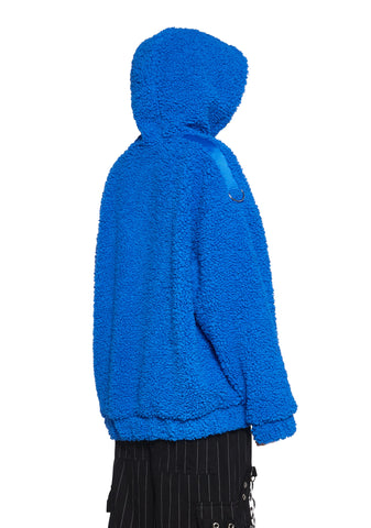 Azure Blissful Misery Hooded Sherpa Jacket