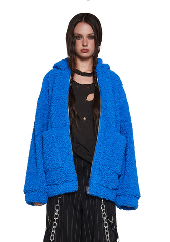 Azure Blissful Misery Hooded Sherpa Jacket
