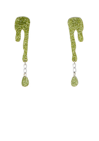 Green Glitter Slime Earrings