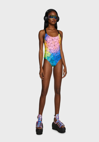 Asymmetric Colors One Piece Swimsuit