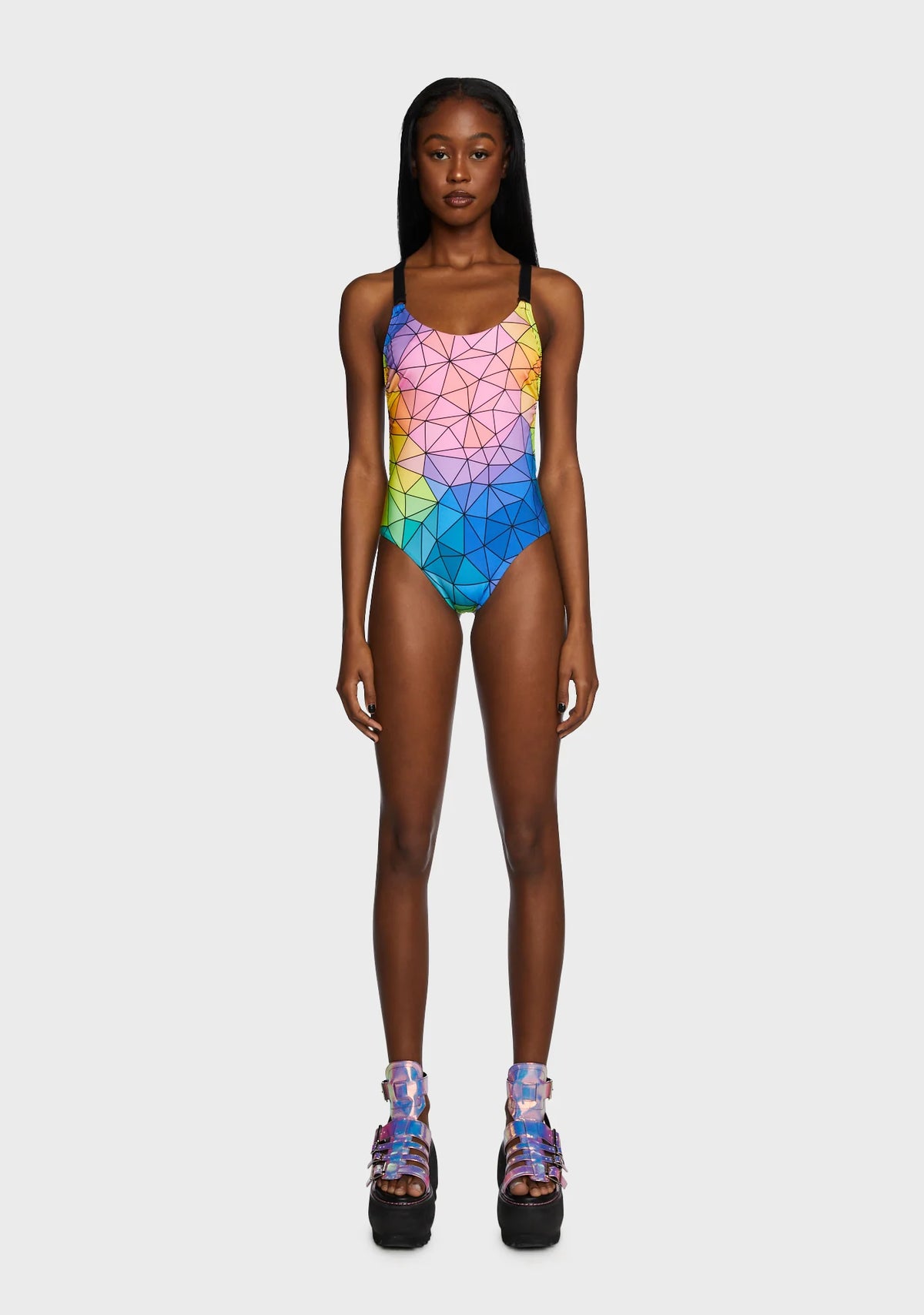 Asymmetric Colors One Piece Swimsuit