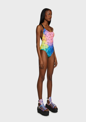 Asymmetric Colors One Piece Swimsuit