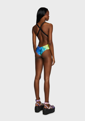 Asymmetric Colors One Piece Swimsuit