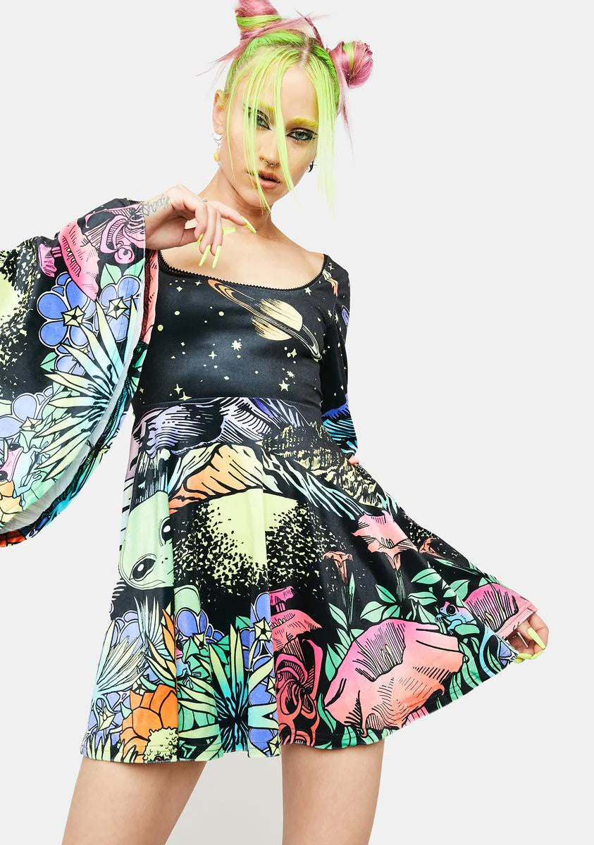 Ethereal World Bell Sleeve Dress