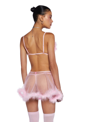 It's My Moment Marabou Three Piece Set-Pink