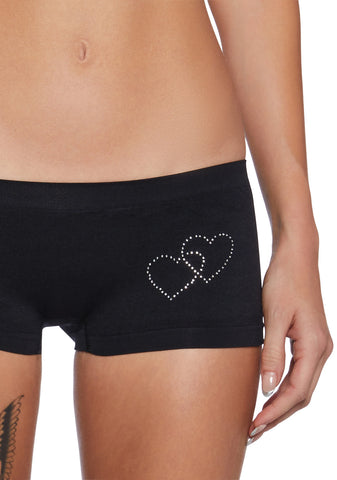 Somebody To Love Rhinestone Boyshorts - Black