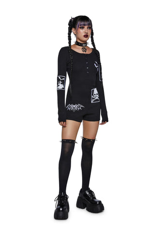 Patched Up Halloween Thermal Romper